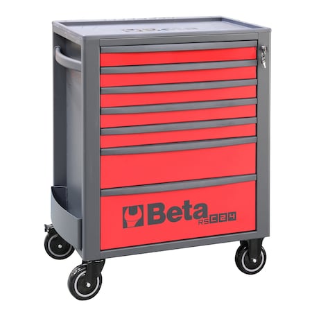 Beta Rolling Tool Cabinet, 7 Drawer, Red, Steel, 29 in W x 17-1/2 in D x 38 in H 024004673